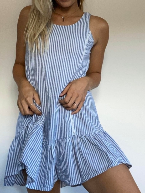 Element Dresses & Skirts - ELEMENT STRIPES MINI DRESS ASYMETHRICAL SLEVELESS  BACK KEYHOLE UNLINED SZ SMALL